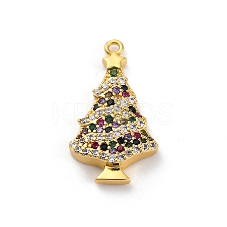 Christmas Series Brass Micro Pave Cubic Zirconia Pendants KK-Q010-01G-05-1