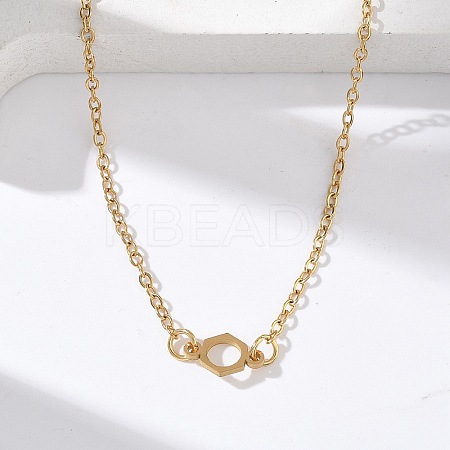 304 Stainless Steel Chemical Symbol Pendant Necklaces NJEW-Z073-03G-01-1