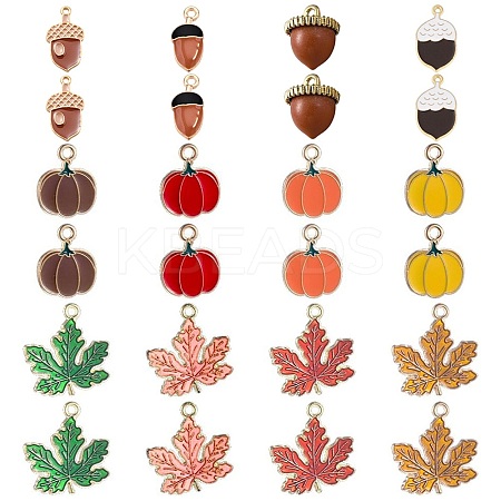 24Pcs 12 Style Autumn Theme Alloy Enamel Pendants ENAM-SC0003-59-1