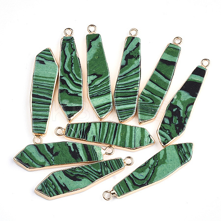 Electroplate Synthetic Malachite Pendants G-S344-24F-1