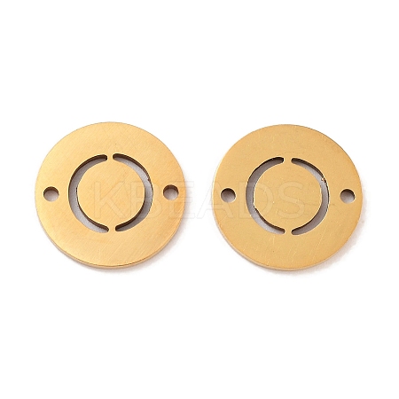 PVD Vacuum Plating 201 Stainless Steel Hollow Flat Round Links FIND-R149-03O-G-1
