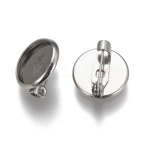 Tarnish Resistant 304 Stainless Steel Brooch Findings X-STAS-F191-04P-12mm-1