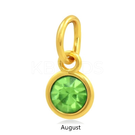 Golden Plated Alloy Glass Rhinestone Charms PALLOY-TAC0016-A08-G-1