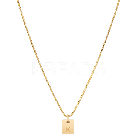 1Pc Stainless Steel Letter Rectangle Pendant Necklaces NJEW-LP0001-34K-G-1