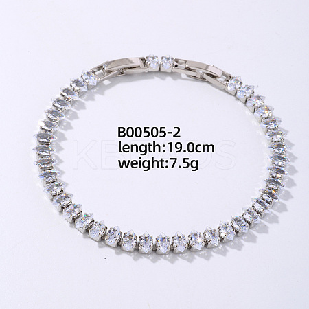Brass Rhinestone Horse Eye Link Bracelets for Women XO6953-1-1