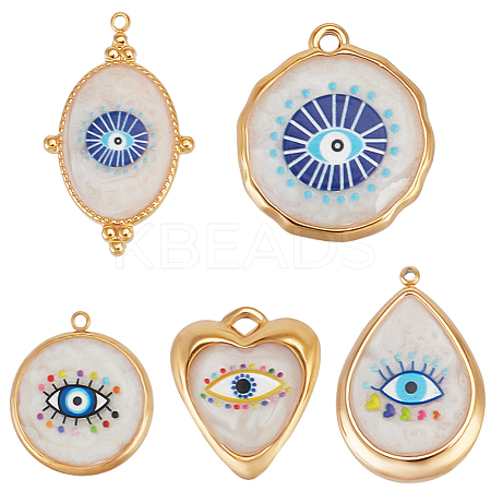 5Pcs 5 Styles IP Plating(IP) 304 Stainless Steel Enamel Pendants STAS-BBC0006-64-1