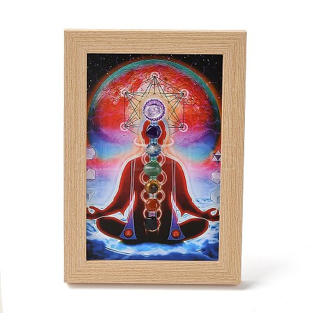Yoga Gemstone Chakra Picture Frame Stand DJEW-F021-05C-1