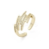 Brass Micro Pave Clear Cubic Zirconia Cuff Rings for Women RJEW-S400-02G-4