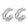 Rack Plating Brass Pave Clear Cubic Zirconia Oval Cuff Earrings for Women EJEW-P280-16P-1