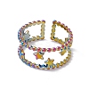 Ion Plating(IP) 304 Stainless Steel Stars Double Line Open Cuff Ring for Women RJEW-C045-24M-2
