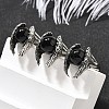 Natural Obsidian Wings Adjustable Rings RJEW-K241-04AS-09-2