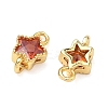 Brass Pave Cubic Zirconia Star Connector Charms KK-P348-08G-06-2