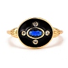 Real 18K Gold Plated Brass Cubic Zirconia Cuff Ring RJEW-C014-02-2