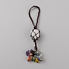 Natural Quartz Crystal Pendant Decoration with Gemstone Chip Tassel and Nylon Thread AJEW-WH0398-004B-1