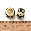 Rack Plating Brass Micro Pave Cubic Zirconia Barrel European Beads with Enamel KK-Z086-28G-02-2