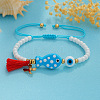 Cotton Tassel & 304 Stainless Steel Charm Bracelets AF1826-4