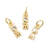 Rack Plating Brass Cubic Zirconia Charms KK-K270-25G-4