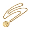 Brass Clear Cubic Zirconia Curb Chain Constellation Pendant Medal Necklaces for Women LS-NJEW-U010-01G-07-2