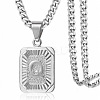 Rectangle with Letter Pattern 304 Stainless Steel Pendant Necklaces FS-WGFC766-38-1