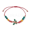 Christmas Glass Braided Bead Bracelets BJEW-JB10892-03-1