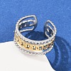 304 Stainless Steel Double Color Cuff Rings RJEW-S635-01GP-14-1