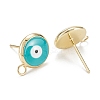 Eco-Friendly Brass Enamel Stud Earring Findings KK-H761-02G-B-2