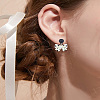 1 Pair Bowknot Alloy Enamel Stud Dangle Earrings EJEW-LP0007-080C-1