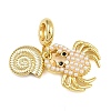 Brass Pave ABS Imitation Pearl Crab Shell Shape European Dangle Charms KK-I352-11G-1