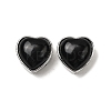 Brass Pave Natural Obsidian Heart Multi-Strand Links G-B149-13P-07-1