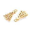 Christmas Theme Brass Micro Pave Clear Cubic Zirconia Pendants KK-T073-19G-2
