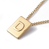 Stainless Steel Initial Letter Rectangle Pendant Necklace for Men Women LS-NJEW-E090-01G-04-1