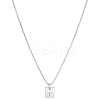 1Pc Stainless Steel Letter Rectangle Pendant Necklaces NJEW-LP0001-34T-P-1