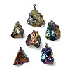 Electroplated Raw Natural Quartz Crystal Pendants G-Q481-20P-03-1