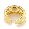 Rack Plating Brass Micro Pave Cubic Zirconia Open Cuff Ring for Women RJEW-C082-12G-3