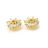 Flower Brass Clear Cubic Zirconia Bead Caps KK-V008-08A-G-2