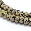 Faceted Natural Dalmatian Jasper Rondelle Beads Strands G-K090-03-1