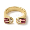 Arch Rack Plating Brass Micro Pave Cubic Zirconia Cuff Rings for Women RJEW-G323-09G-02-2