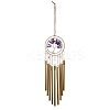 Wire Wrapped Natural Amethyst Chips Tree of Life Wind Chime HJEW-G028-04B-1