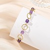 Natural Mixed Gemstone & Brass Open Jump Rings Link Bracelets for Women BJEW-JB14116-5