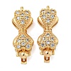Bowknot Brass Micro Pave Clear Cubic Zirconia Box Clasps KK-N254-99G-1