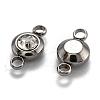 Flat Round 304 Stainless Steel Cubic Zirconia Links STAS-P029-08-1