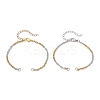 2Pcs 2 Colors Two Tone 304 Stainless Steel Textured Cable Chain Bracelet Making AJEW-JB01339-1