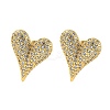 Heart Shape Brass Micro Pave Clear Cubic Zirconia Stud Earrings X-EJEW-Q785-13G-1