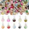 100Pcs 10 Colors Crackle Baking Paint Imitation Jade Glass Charms PALLOY-FS00056-1