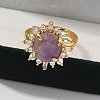 Sunflower Natural Amethyst Finger Rings RJEW-B113-03G-08-2