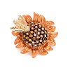 Sunflower and Bee Crystal Rhinestone Badge LS-JEWB-E013-01RG-1