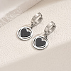 201 Stainless Steel Flat Round with Hollow Heart Hoop Earrings Daily Holiday Accessories OM1741-3-5