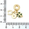Saint Patrick's Day Brass Pave Green Cubic Zirconia European Dangle Charms KK-Z150-09G-3