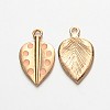 Light Gold Plated Alloy Enamel Leaf Pendants ENAM-J543-02KCG-1