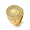 Ion Plating(IP) Oval with Saint 304 Stainless Steel Rhinestone Signet Rings RJEW-Q815-01G-M-1